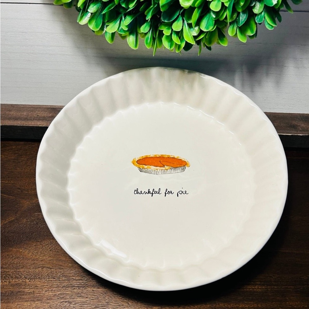 Rae Dunn Thankful for Pie Fluted Pie Dish Plate 2019 NWT